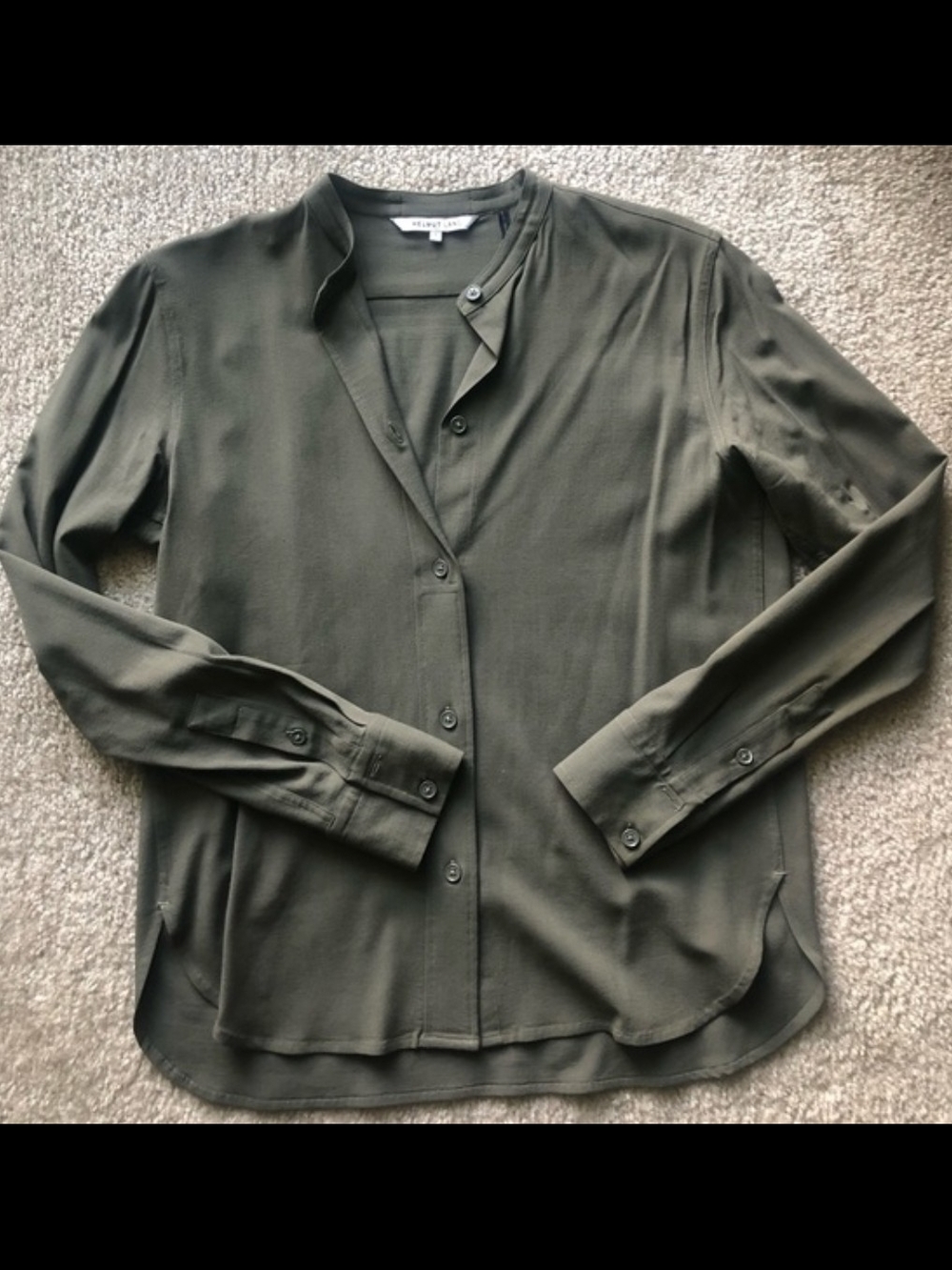 Helmut Lang Olive Green Button Down Shirt